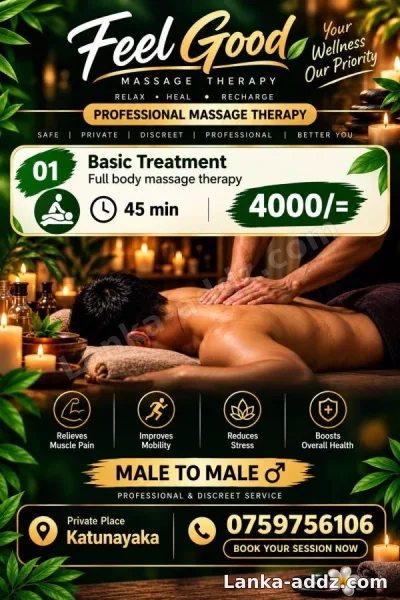 Male To Male Full Body Massage, Companionship in Katunayake, Sri Lanka